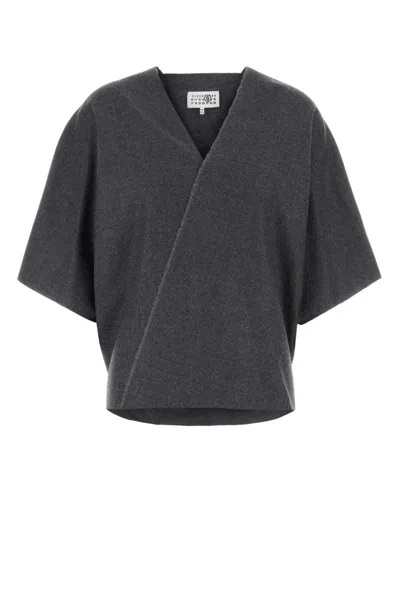 Mm6 Maison Margiela Dark Grey Wool Top In Gray