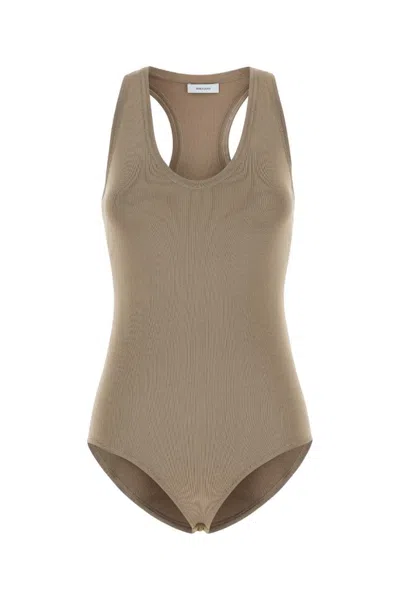 Ferragamo Cappuccino Stretch Viscose Blend Bodysuit In Gray