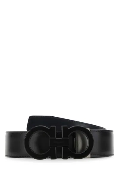 Ferragamo Reversible And Adjustable Gancini Belt In Black