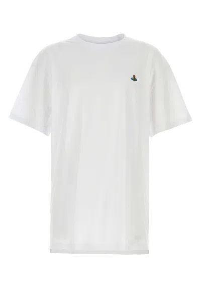 Vivienne Westwood White Crewneck T-shirt With Orb Logo Detail On The Front In Cotton Woman In White