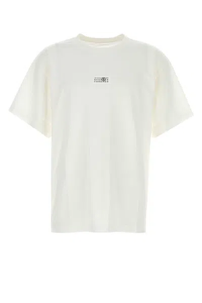Mm6 Maison Margiela Cotton Crew-neck T-shirt With Numeric Signature Patch In White