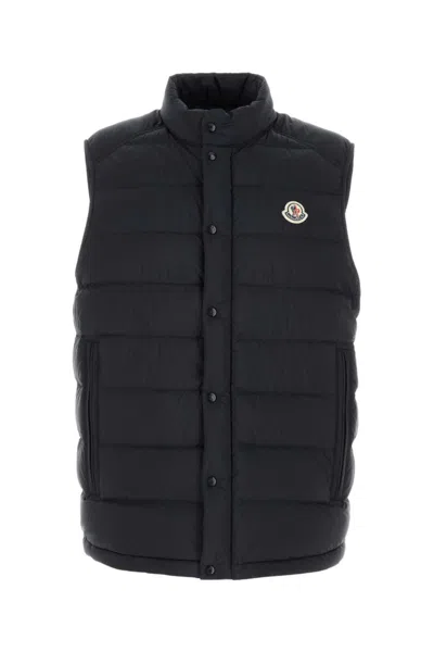 Moncler Men Midnight Blue Nylon Barthe Sleeveless Down Jacket In Black