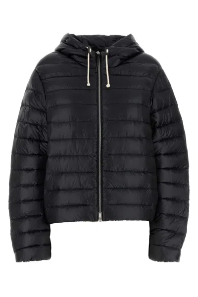 Jil Sander Long-sleeved Down Jacket In Black