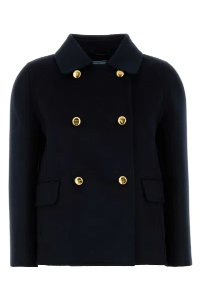 Prada Double-breasted Coat Coats And Trench Coats Blue In Blue
