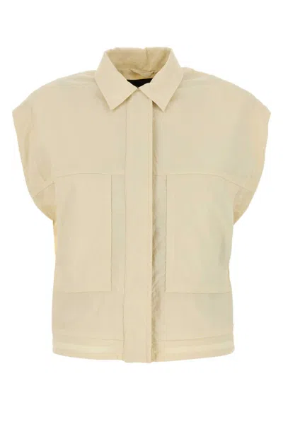 Herno Collared Vest Nylon Front Pockets In Neutral