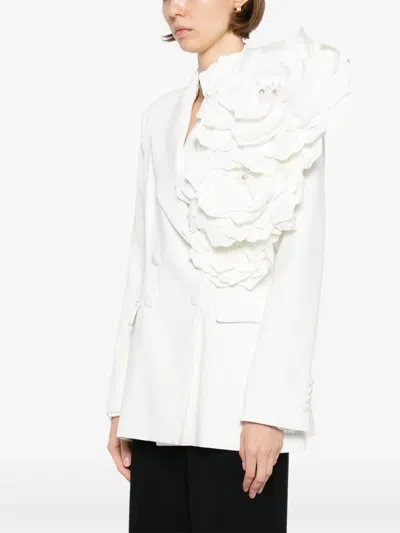 Saiid Kobeisy Floral Tailored Blazer In White