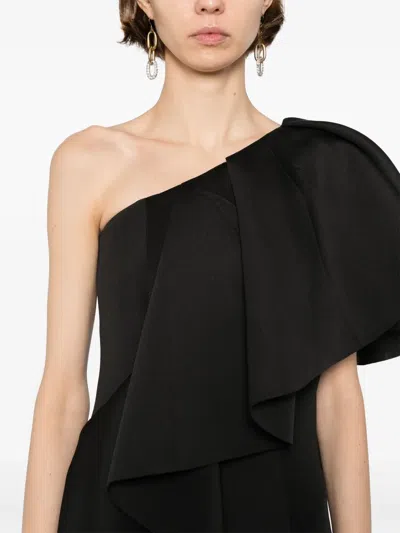 Saiid Kobeisy Ruffled Scuba Long Dress In Black