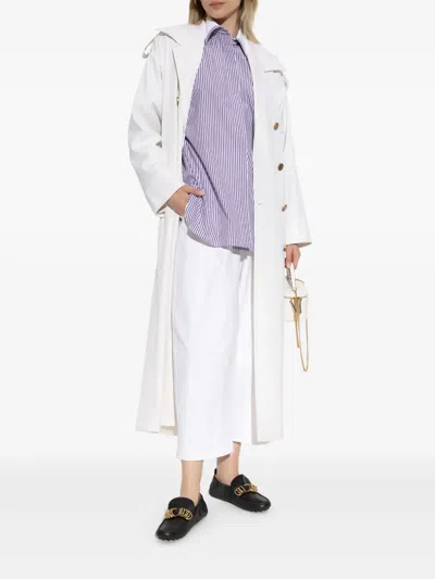 Max Mara Oversized Violet Striped Shirt In Poplin In Blue