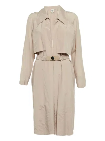 Pre-owned Hermes Silk Belted Coat In Neutral