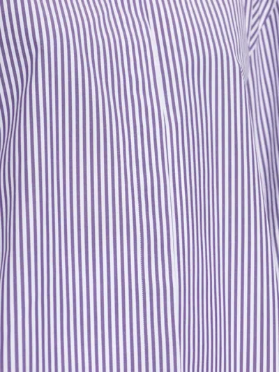 Max Mara Oversized Violet Striped Shirt In Poplin In Blue