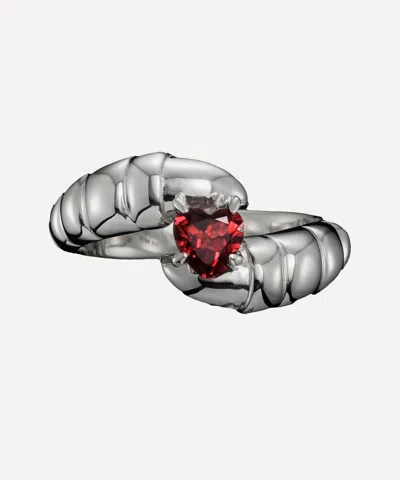 Maria Nilsdotter Silver Claw Stone Heart Ring