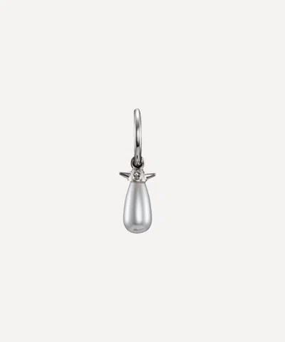 Maria Nilsdotter Sterling Silver Pearl Tear Drop Hoop Earring