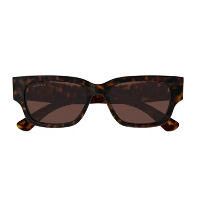 Gucci Rectangle-frame Sunglasses In Brown