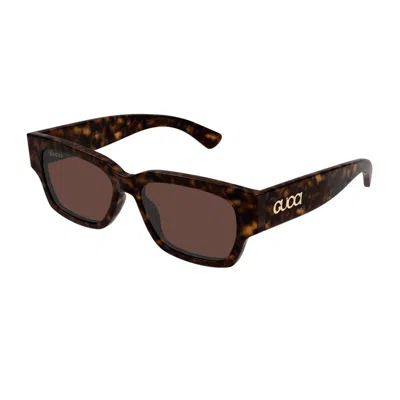 Gucci Rectangle-frame Sunglasses In Brown