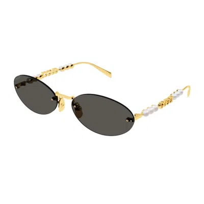 Gucci Gg1922s Linea Name Of Brand 001 Gold Grey Sunglasses In Gold