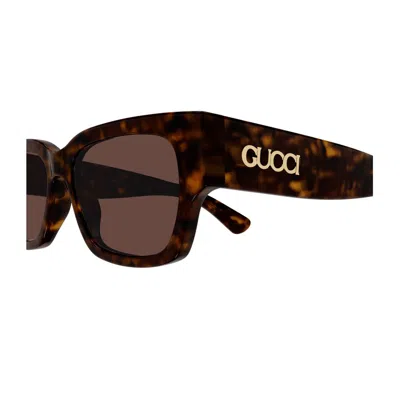 Gucci Rectangle-frame Sunglasses In Brown