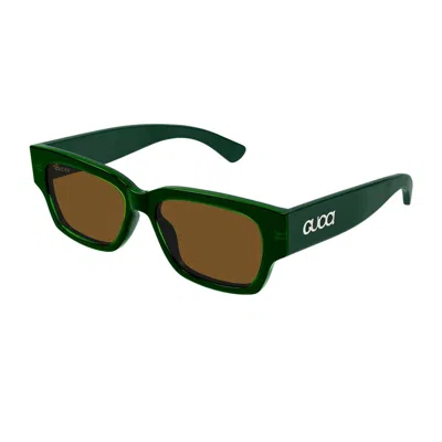 Gucci Rectangle-frame Sunglasses In Green