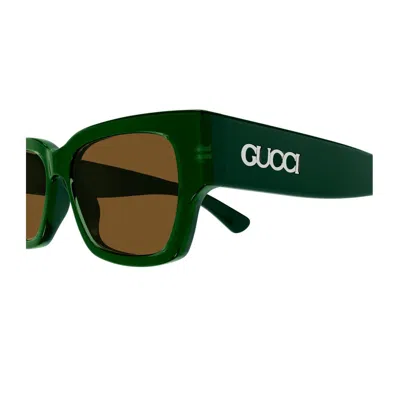 Gucci Rectangle-frame Sunglasses In Green