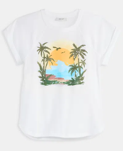On 34th Women's Raglan Palm-print Shine T-shirt, Exclusively At Macy's