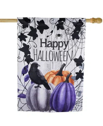 Northlight "happy Halloween" Pumpkins And Crow Outdoor House Flag, 40" X 28" In Multi