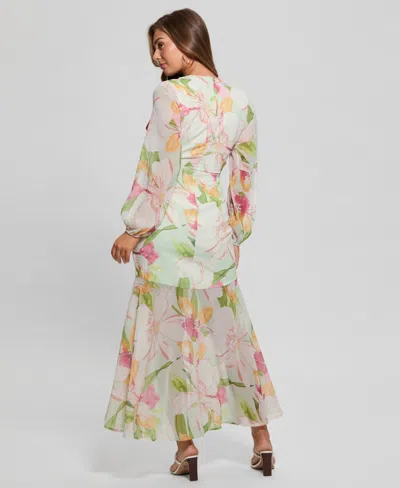 Guess Women'e Talia Tropical-print Front-slit Maxi Dress
