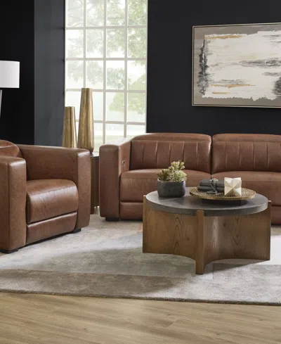 Flexsteel Austin 85" Chestnut Leather Power Reclining Sofa