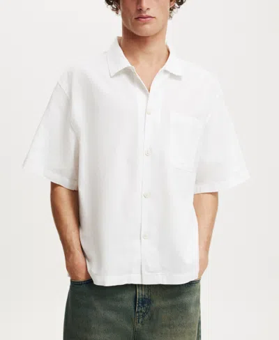 Cotton On Eli Linen Blend Short Sleeve Shirt In White