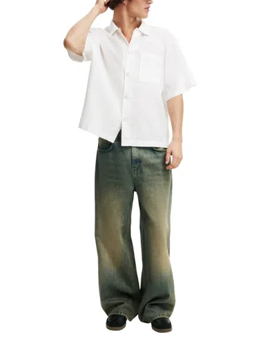 Cotton On Eli Linen Blend Short Sleeve Shirt In White