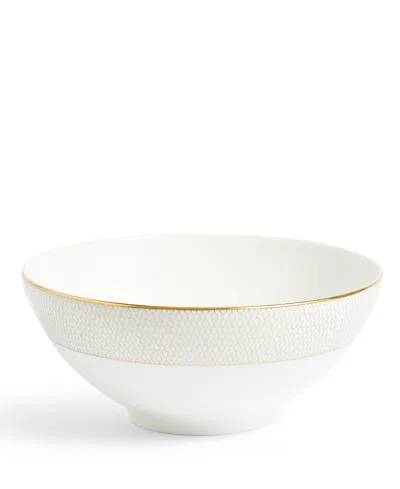 Wedgwood Gio Gold Geometric-pattern Bone-china Rice Bowl 12.5cm In White
