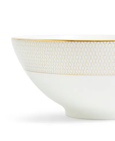 Wedgwood Gio Gold Geometric-pattern Bone-china Rice Bowl 12.5cm In White