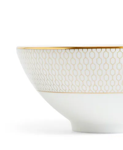 Wedgwood Gio Gold Geometric-pattern Bone-china Rice Bowl 12.5cm In White