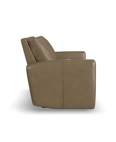 Flexsteel Aria 75" Fawn Leather Power Reclining Loveseat With Console