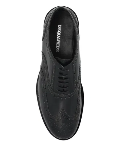 Dsquared2 Brogue Leather Derby Shoes In Black
