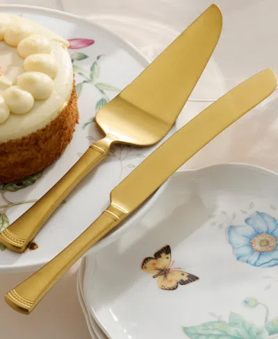 Lenox Portola Satin Gold 2-pc. Dessert Set In Gold