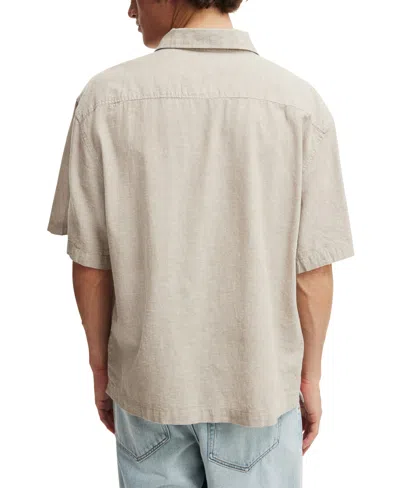 Cotton On Eli Linen Blend Short Sleeve Shirt In Green