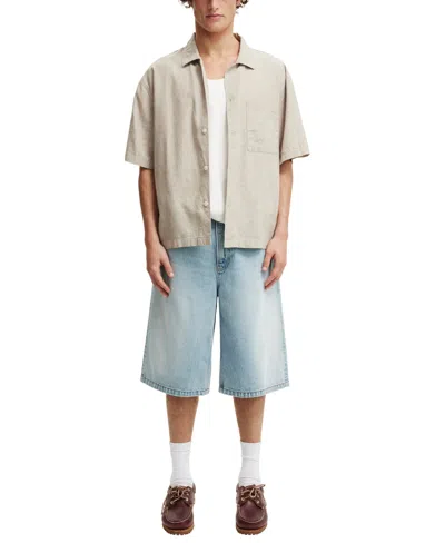 Cotton On Eli Linen Blend Short Sleeve Shirt In Green