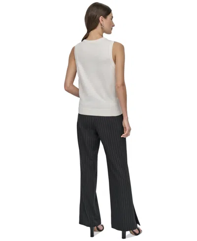 Dkny Petite Mixed-media Sleeveless Crewneck Top