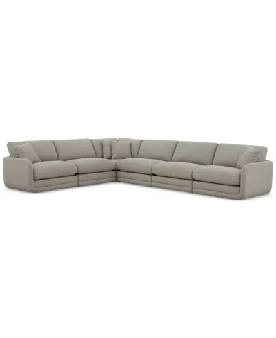 Macy's Daryll 6-pc. Fabric L Sectional, Exclusively At  In Gray