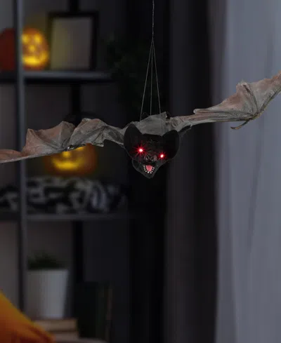 Northlight 48" Led Lighted And Animated Halloween Bat With Moving Wings In Gray