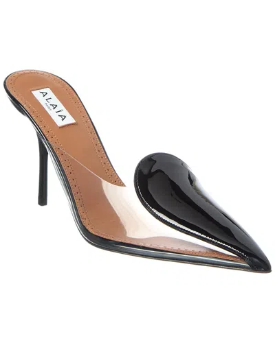 Alaïa Le Caur Abstrait 90 Patent Leather Mules In Black