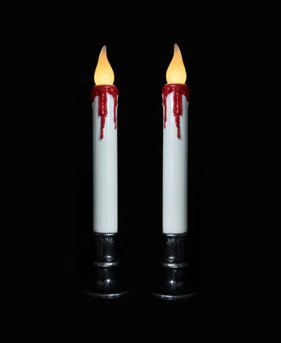 Northlight Led Dripping Blood Halloween Taper Candles With Timer, Set Of 2 In Multi