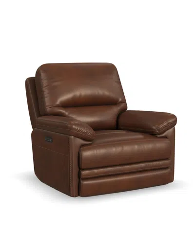 Flexsteel David 43" Pecan Leather Power Gliding Recliner