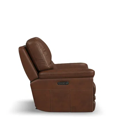 Flexsteel David 43" Pecan Leather Power Gliding Recliner