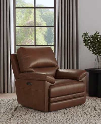 Flexsteel David 43" Pecan Leather Power Gliding Recliner