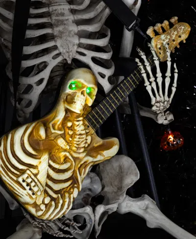 Northlight 22.75" Lighted Rockin' Skeleton Guitar With Sound Halloween Decoration In Gold