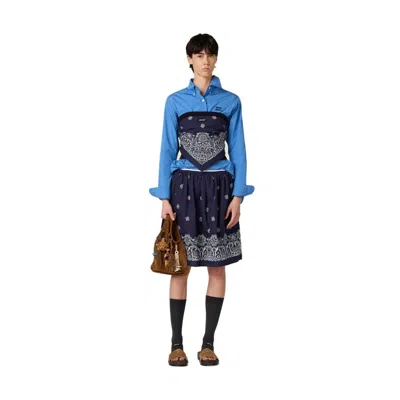 Miu Miu Blue/white Printed Poplin Bandana Top