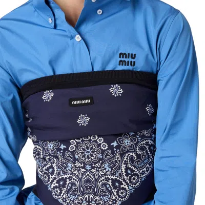 Miu Miu Blue/white Printed Poplin Bandana Top
