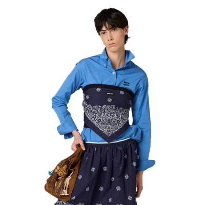 Miu Miu Blue/white Printed Poplin Bandana Top