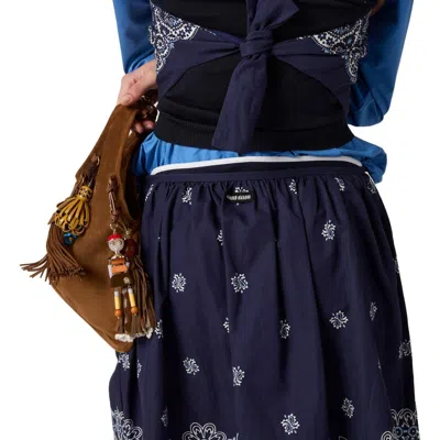 Miu Miu Cornflower Print Slubbed Poplin Skirt In Blue