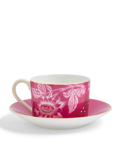 Wedgwood Wonderlust Tonquin Teacup And Saucer Set In Pink